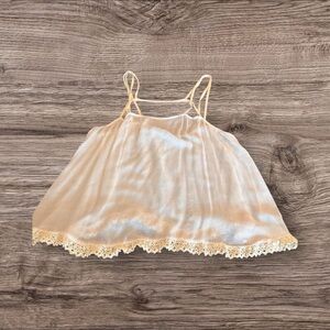 Free People Intimately Cream Tank Top Lace Trim Size Small